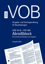 50 x 'VOB Teil B - DIN 1961' im Abreiblock - Die praktische Beilage zum Angebot