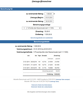 (Verzugs-)Zinsrechner starten